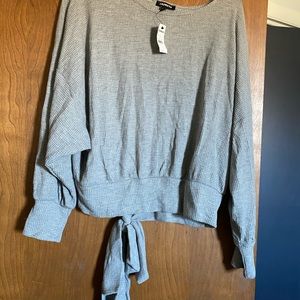 Express women’s grey open back sweater